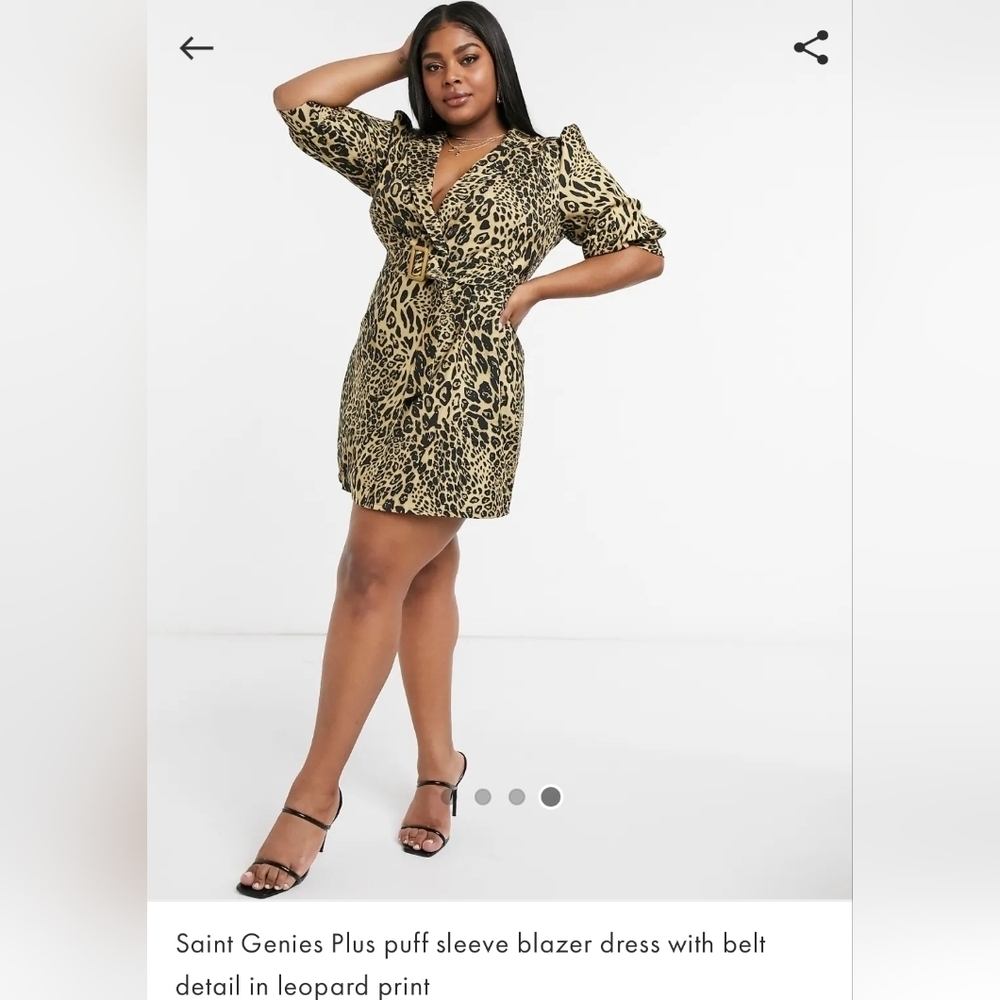 Saint Genies Leopard Print Women's Coat Dress - Picture 3 of 9